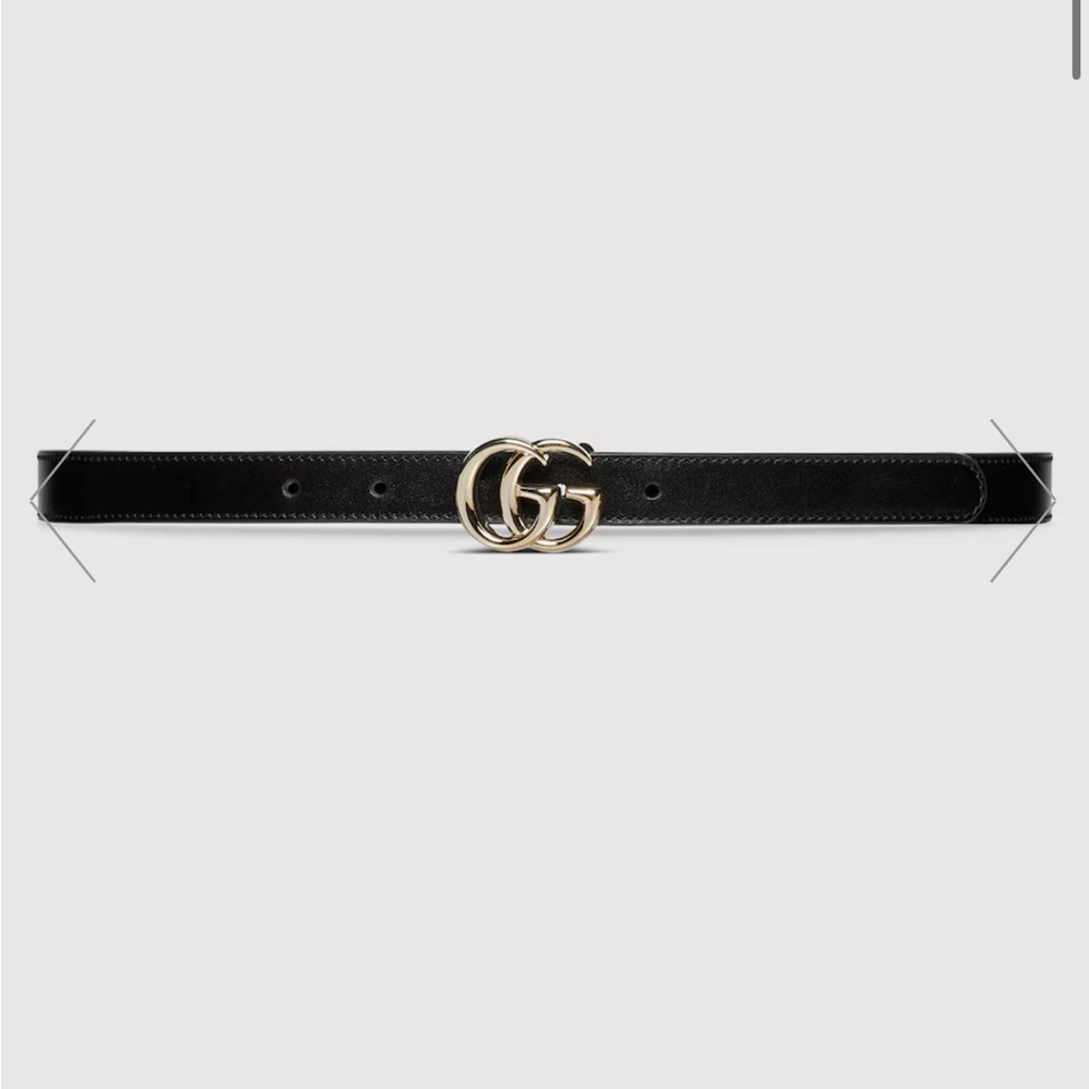 Gucci Black Leather Belt with Gold Buckle